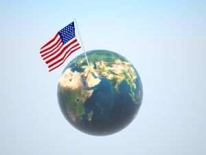 US flag flies over world 2 by Svilen Milev