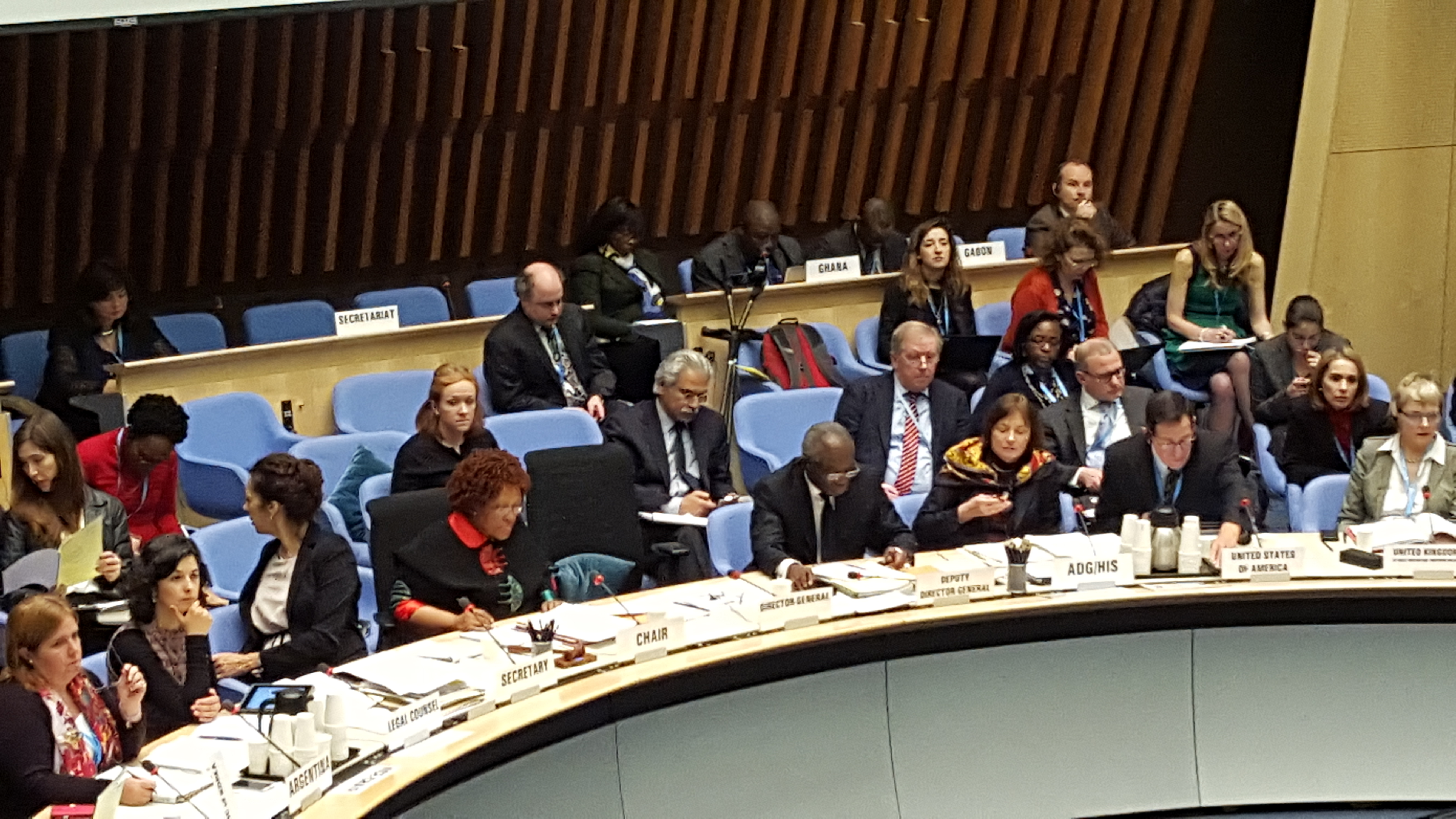 WHO's Marie-Paule Kieny (to the right) addresses Executive Board last week