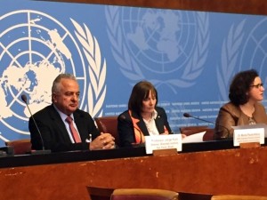 Marie-Paule Kieny WHO Assistant Director-General and Jorge Kalil, director of the Butantan Institute, Sao Paulo, Brazil