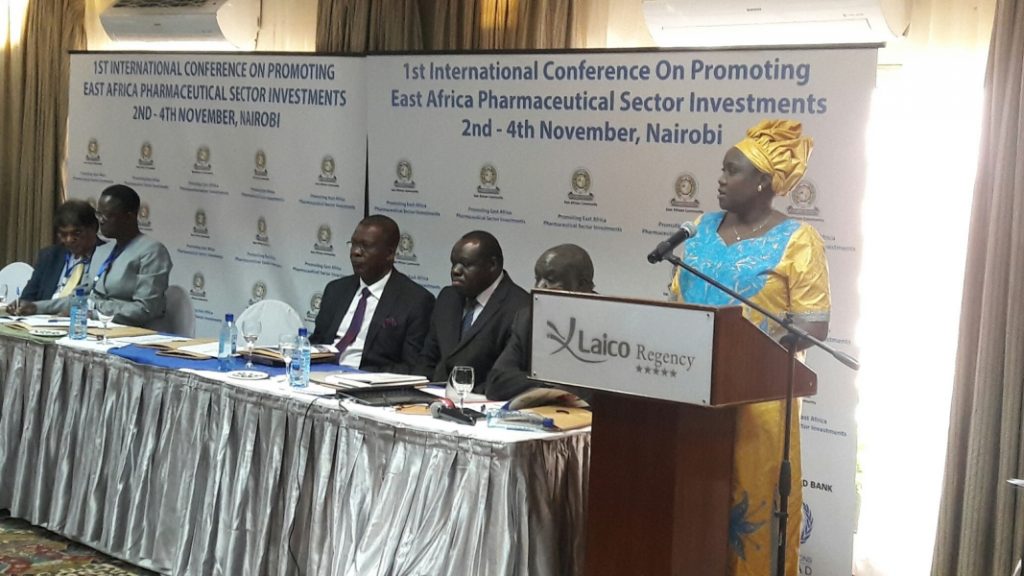 Josiane Nijimbere, Minister of Public Health and the fight against AIDS in Republic of Burundi addresses the participants at the conference.